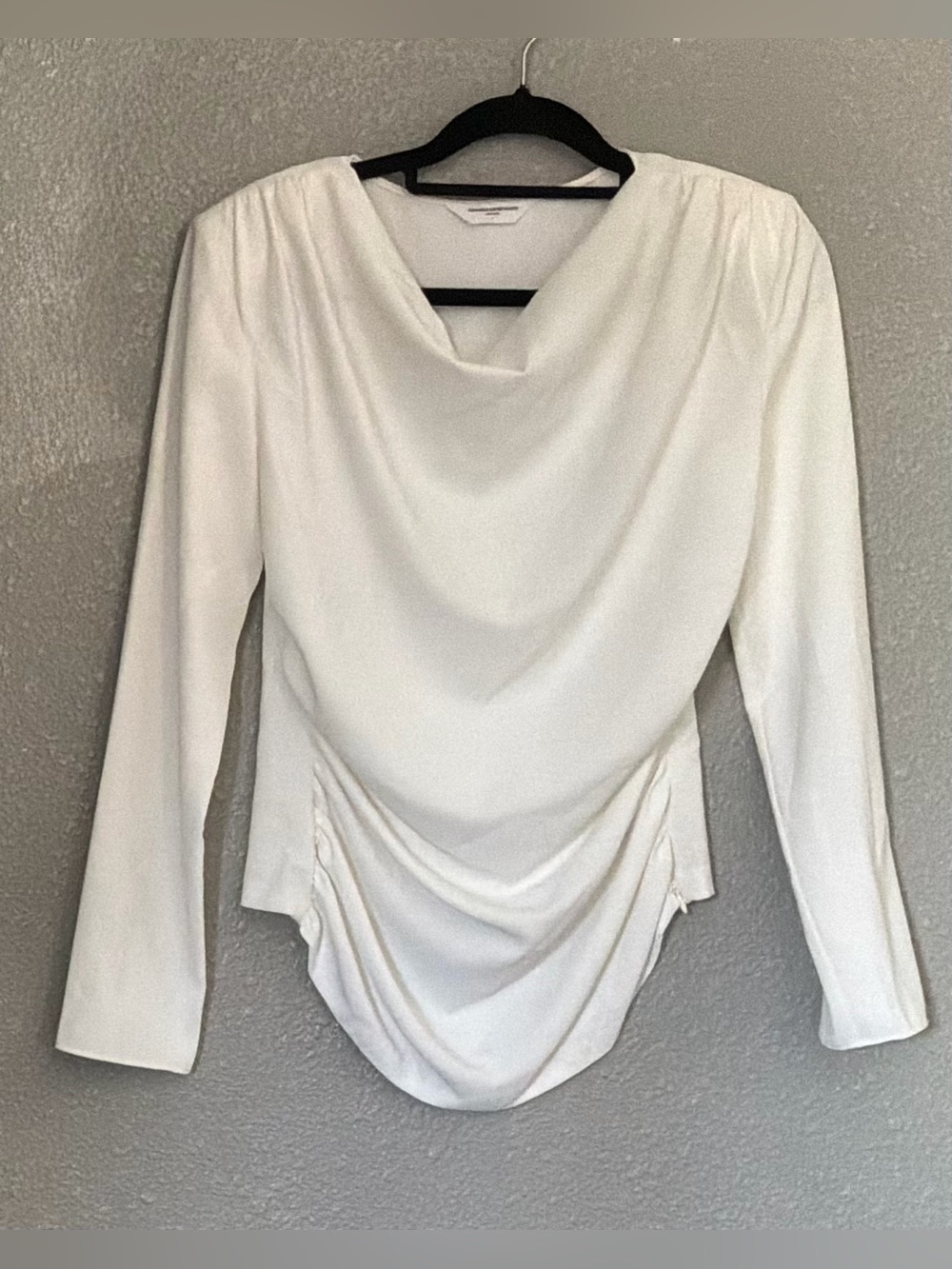 Amanda Uprichard White Draped Long-Sleeve Blouse